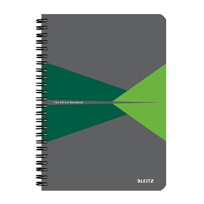 Caiet cu spira A5 Leitz Office, PP reciclabil FSC, 90f, matematica, verde BPTCSL449855