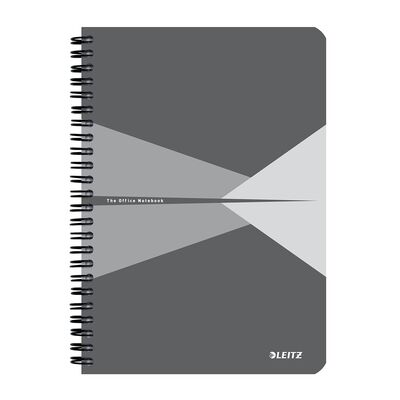 Caiet cu spira A5 Leitz Office, carton laminat FSC, 90f, dictando, gri BPTCSL445985