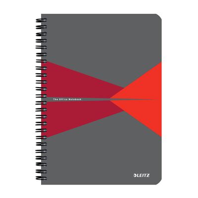 Caiet cu spira A5 Leitz Office, carton laminat FSC, 90f, dictando, rosu BPTCSL445925