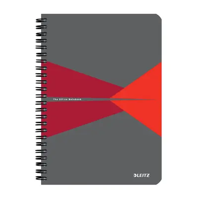 Caiet cu spira A5 Leitz Office, carton laminat FSC, 90f, dictando, rosu BPTCSL445925