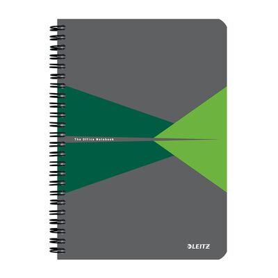 Caiet cu spira A5 Leitz Office, carton laminat FSC, 90f, dictando, verde BPTCSL445955