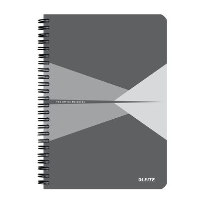 Caiet cu spira A5 Leitz Office, carton laminat FSC, 90f, matematica, gri BPTCSL445885