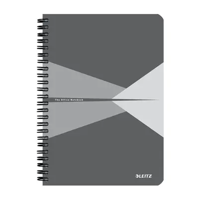 Caiet cu spira A5 Leitz Office, carton laminat FSC, 90f, matematica, gri BPTCSL445885