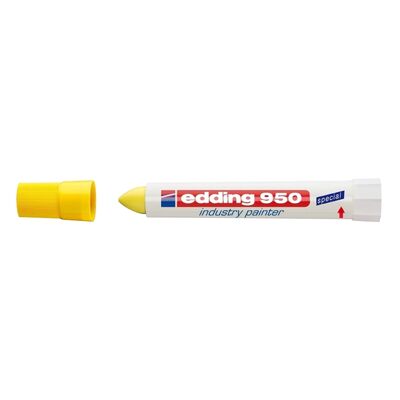 Marker permanent Edding 950 Industrial, corp plastic, varf rotund, 10mm, galben BPTCED950005