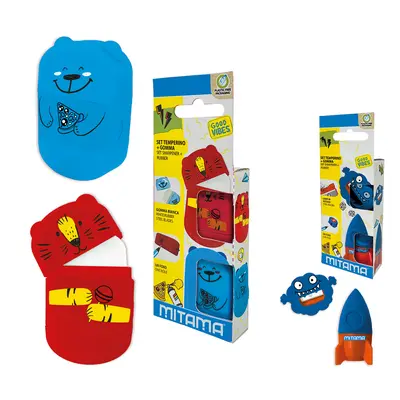 Set ascutitoare si radiera Mitama, design baieti, blister BPTCMI062859