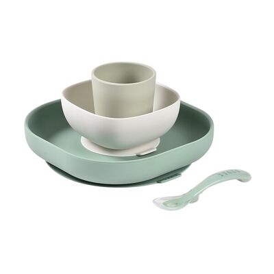 Set de masa silicon Beaba 4 piese Sage Green