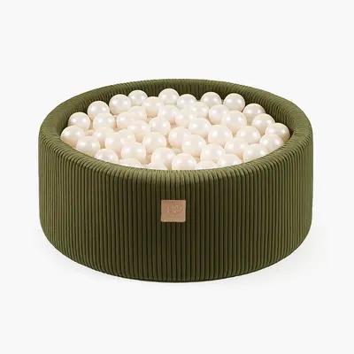 Piscina Uscata Cu 200 De Bile 7cm Meowbaby   Aesthetic, 90x30 Cm, Premium Velur Reiat   Corduroy Khaki Pjbbsakh9001