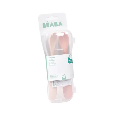 Set 2 lingurite silicon +4 luni Beaba Cotton