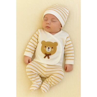 Set bebe 5 piese din bumbac 100% – model ursulet, 0-3 luni bbl80