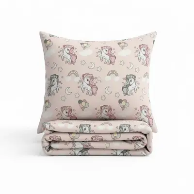 Set pilota si perna din bumbac ranforce cu Unicorni pentru pat 2-8 / 2-12 ani - ASC6427968007478