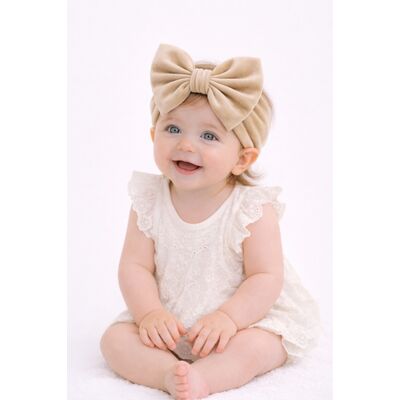 Bentita crem din catifea, lata cu funda mbhgr13-8-c7