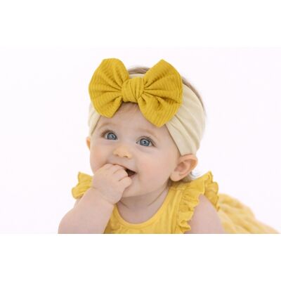 Bentita galbena lata cu funda striata aplicata mbx-21003-3-r7