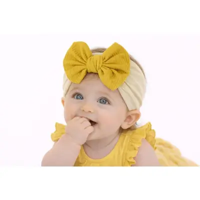 Bentita galbena lata cu funda striata aplicata mbx-21003-3-r7