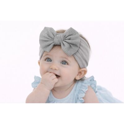 Bentita gri lata cu funda striata aplicata mbx-21003-8-r7