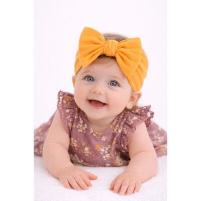 Bentita lata, galben mustar, pentru fetite cu fundita mdx-18147-4-r10