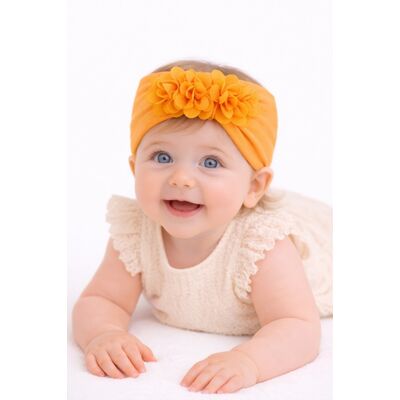 Bentita lata galben mustar pentru fetite cu floricele aplicate mdx-18153-1-r18