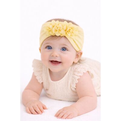 Bentita lata galben pal pentru fetite cu floricele aplicate mdx-18153-3-r18