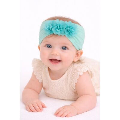 Bentita lata verde menta pentru fetite cu floricele aplicate mdx-18153-2-r18