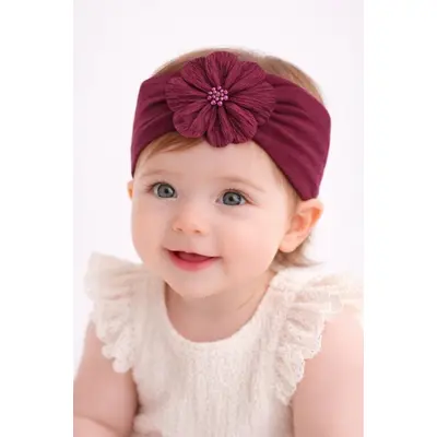 Bentita lata visinie pentru bebeluse cu floare aplicata mbx-19025-1-r12