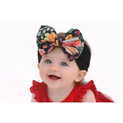 Bentita neagra lata cu funda inflorata aplicata mbx-21006-3-r23