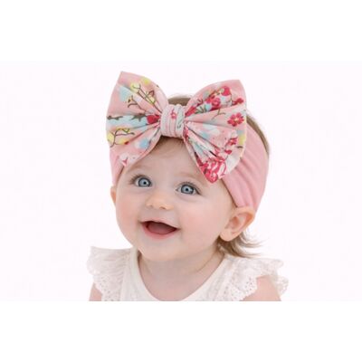 Bentita roz banan lata cu fundita inflorata mdx-21004-7-r22