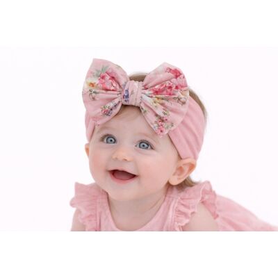 Bentita roz lata cu funda inflorata aplicata mbx-21006-7-r23