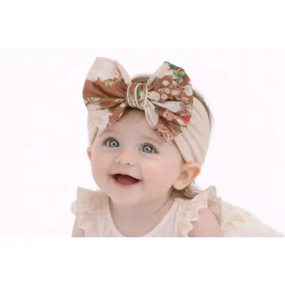 Bentita roz somon lata cu funda inflorata aplicata mbx-21006-5-r23