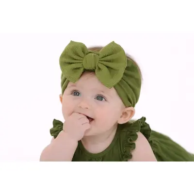 Bentita verde lata cu funda striata aplicata mbx-21003-1-r7