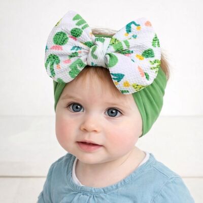 Bentita verde lata cu fundita cu imprimeu mbx-20167-1-r8