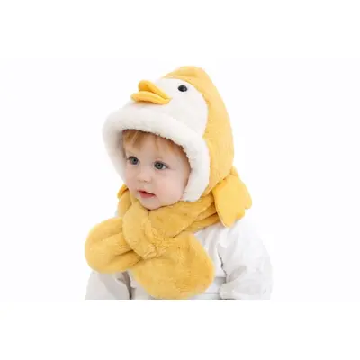 Caciulita galbena plusata pentru copii - pinguin adoctsc10-2-sa7