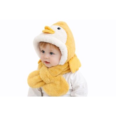 Caciulita galbena plusata pentru copii - pinguin adoctsc10-2-sa7