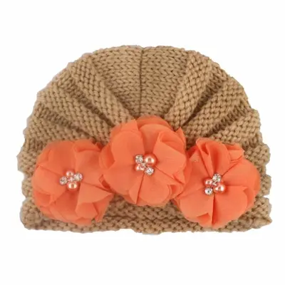Caciulita tip turban cu floricele - maro mdx-19065-sa1-5