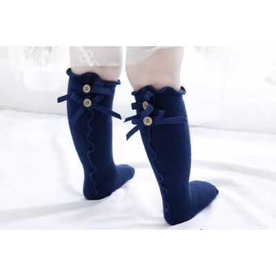 Sosete bleumarine trei sferturi cu nasturei si fundite adskk100-1-c3