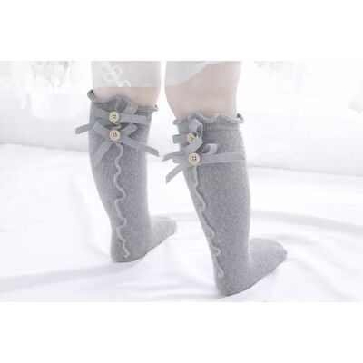 Sosete gri trei sferturi cu nasturei si fundite adskk100-3-c3