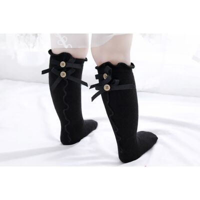 Sosete negre trei sferturi cu nasturei si fundite adskk100-2-c3