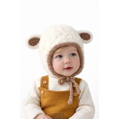 Caciulita alba pentru bebelusi cu urechiuse - happy mdht2023-21-1-ca5