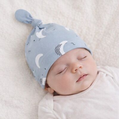 Caciulita bleu cu imprimeu tip fes piticot pentru bebelusi addta253-6-c1