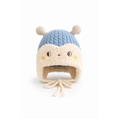 Caciulita bleu cu ivoire pentru bebelusi - animalut dragalas liht2023-52-4-ca4