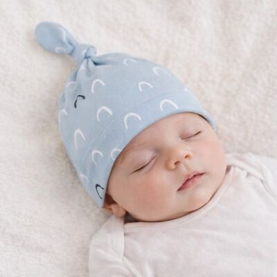 Caciulita bleu tip fes piticot pentru bebelusi addta253-5-c1