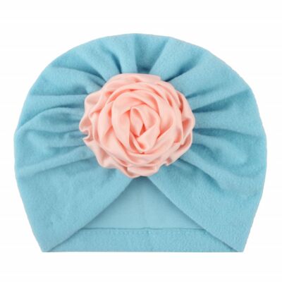 Caciulita bleu tip turban cu floare din saten aplicata mdx-19100-1-ct8