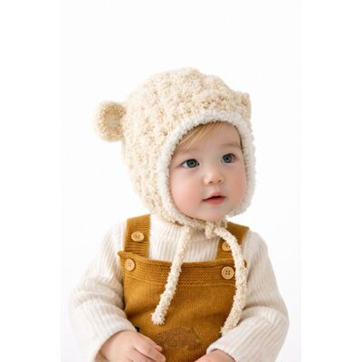 Caciulita crem pentru bebelusi cu urechiuse - happy mdht2023-21-4-ca5