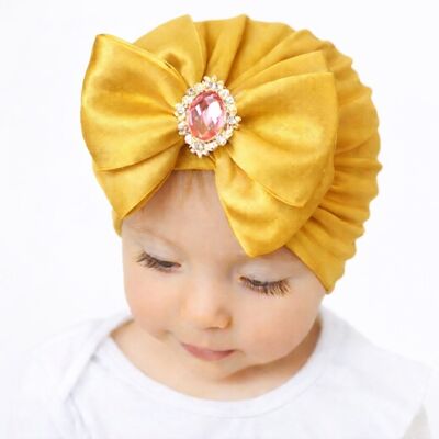 Caciulita galben mustar tip turban cu funda din satin aplicata - queen mbmz047-2-ct3