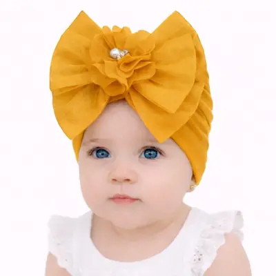 Caciulita galben mustar tip turban cu funda din satin aplicata in fata mdmz048-1-ct5