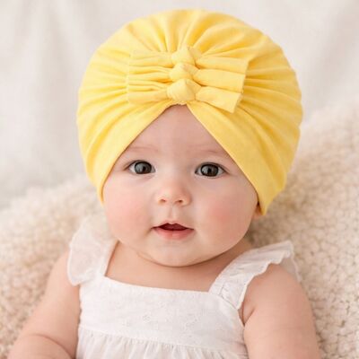 Caciulita galbena tip turban cu trei fundite mbx-21021-3