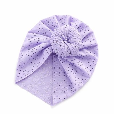 Caciulita lila tip turban cu model ajurat mbh24-2-c9