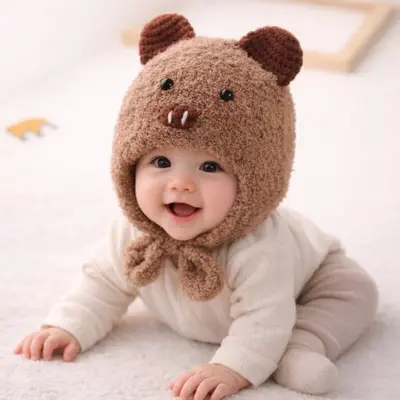 Caciulita maro pentru bebelusi - teddy mbwht105-2-sa8