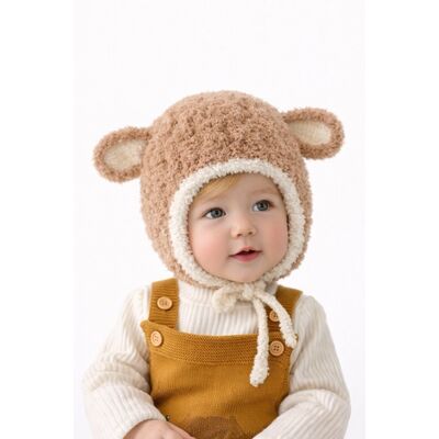 Caciulita maro pentru bebelusi cu urechiuse - happy mdht2023-21-3-ca5