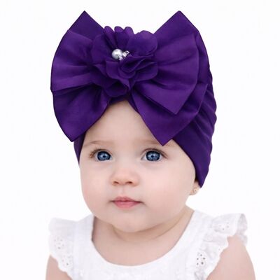 Caciulita mov tip turban cu funda din satin aplicata in fata mdmz048-5-ct5