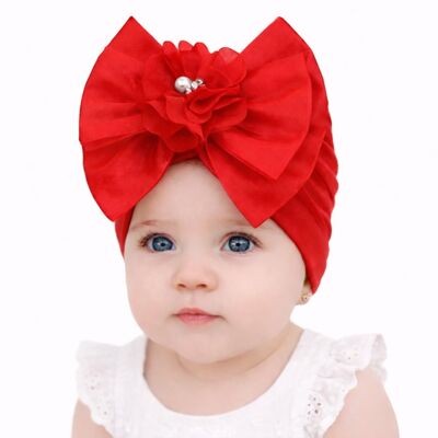 Caciulita rosie tip turban cu funda din satin aplicata in fata mdmz048-3-ct5