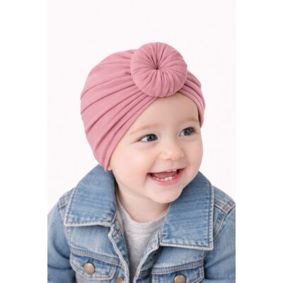 Caciulita roz pudra tip turban pentru fetite mbx-20150-2-c3
